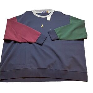 NWT Polo Ralph Lauren Men's Color Block Double Knit Sweatshirt Size 6XB Pullover